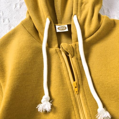 Unutiylo Unisex Baby Boys Girls Long Sleeve Infant Baby Zipper Hooded Jumpsuits - Image 6