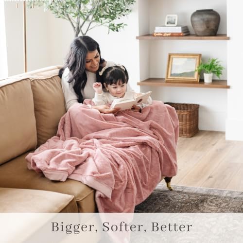 Saranoni Oversized Blanket Plush Soft Luxury Adult Blanket Pink XL 60x80 | - Image 7