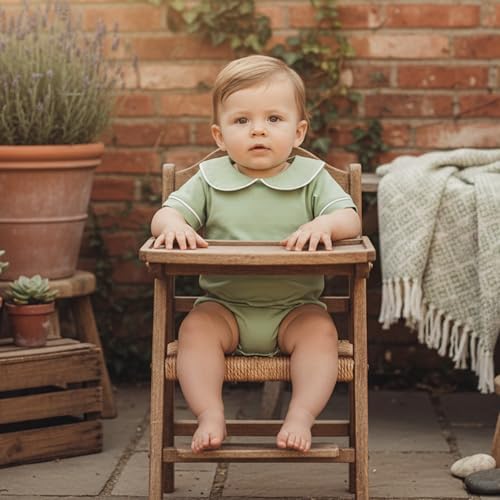 Newborn Baby Boy Girl Clothes Short Sleeve Solid Bubble Romper Doll Collar - Image 3