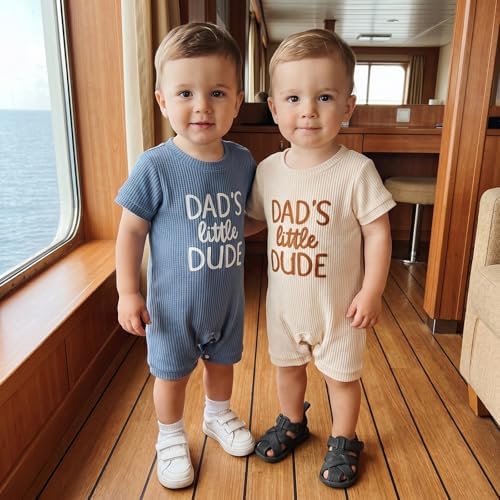 allshope Newborn Baby Boy Summer Outfit Romper Letter Embroidery Short Sleeve - Image 6