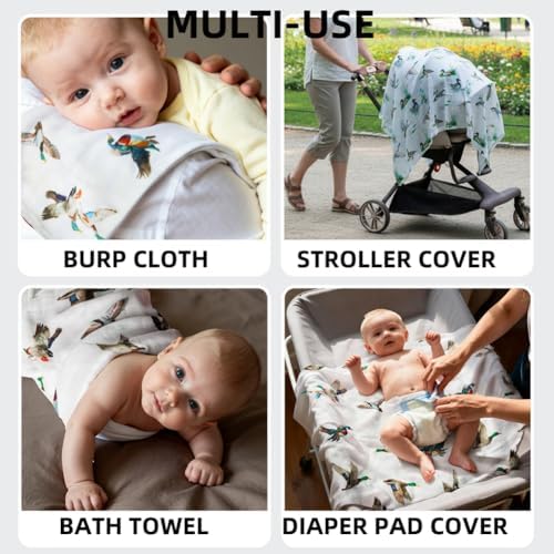 2 Pack Mallard Duck Muslin Swaddle Blankets 70% Bamboo 30% Cotton Breathable - Image 7