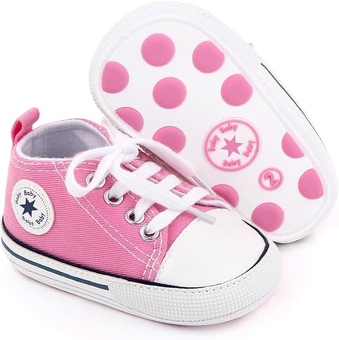 Unisex Baby Girls Boys Canvas High-top Shoes, Newborn Infant Anti-Slip Soft by KKIIDDSS
