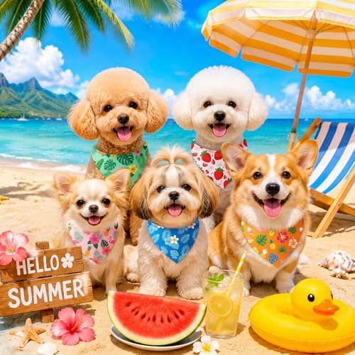 50 Pcs Summer Hawaiian Dog Bandanas Bulk Tropical Flower Pattern - Image 6