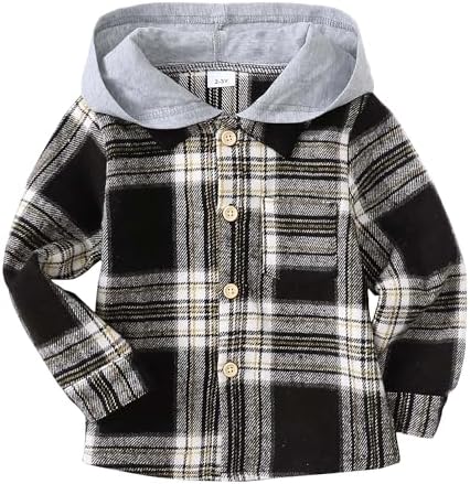 Toddler Baby Boy Long Sleeve Shirt Flannel Buffalo Plaid Shirts Button Down by KimiBear