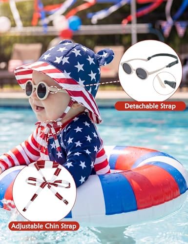 Durio UPF50+ Baby Sun Hat and Sunglasses - Image 4