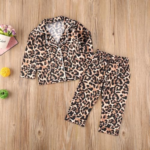 Kids Baby Girl Boy Satin Pajamas Set Button Down Sleep Shirt Top+Long Pants - Image 2