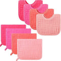 Tatuo 8 Pcs Baby Muslin Bibs & Burp Cloths 6 Absorbent Layer 100% Cotton Unisex by Tatuo