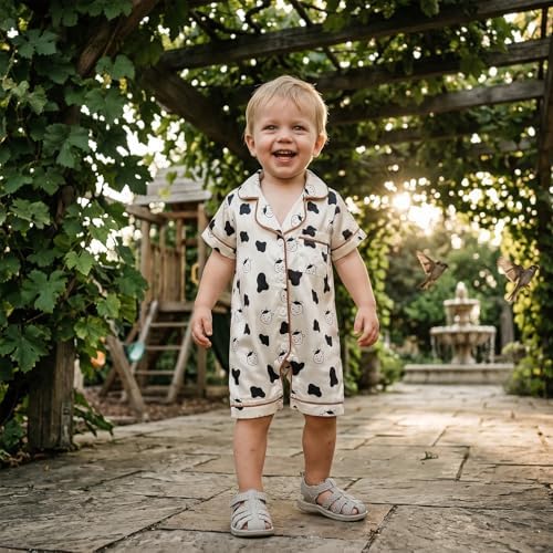 Kuriozud Baby Girl Boy Romper Pajamas Onesie Short Sleeve Button Down Pjs - Image 5