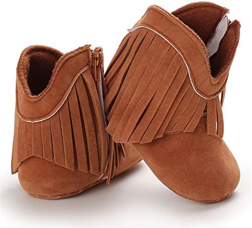 SOFMUO Suede Fringe Baby Cowboy Boots Side Zipper Non Slip Infant Booties - Image 5