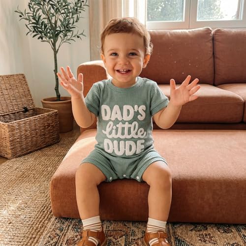 allshope Newborn Baby Boy Summer Outfit Romper Letter Embroidery Short Sleeve - Image 5