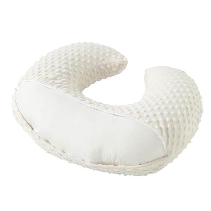 Nursing Pillow and Positioner with Cover for Breastfeeding and Bottle Feeding, Propping Baby, Tummy Time, Baby Sitting Support, Awake-Time Support (Beige, 22" x 17.7" x 5.9")