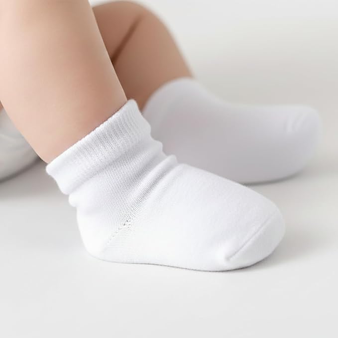 Baby Crew Socks 12-Pack Cotton Newborn Baby Boys Girls Socks 0-3T | Combed - Image 3