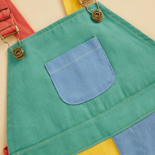 Fernvia Toddler Kids Baby Girl Boy Contrast Color Overalls Shorts Clothes - Image 4