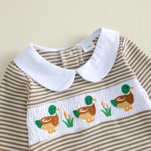 Bagilaanoe Newborn Baby Boy Footie Romper Waffle Knit Outfit Fall Jumpsuit | - Image 4
