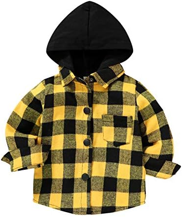YOUNGER STAR Toddler Kids Boys Girls Flannel Hooded Plaid Shirt Button Baby Red by YOUNGER+STAR