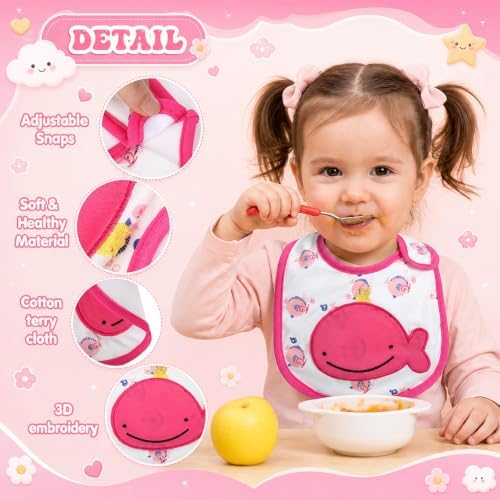 HooLing 24 Pcs Waterproof Baby Bibs, Soft Cotton Toddler Drool Bibs - Image 3