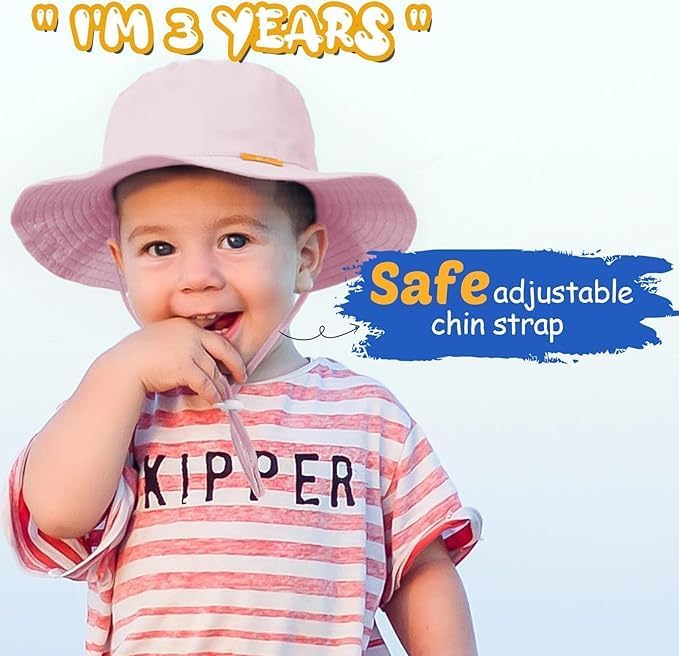 Baby Sun Hat Kids Summer Sun Protection Toddler Bucket Hat Wide Brim Adjustable - Image 3