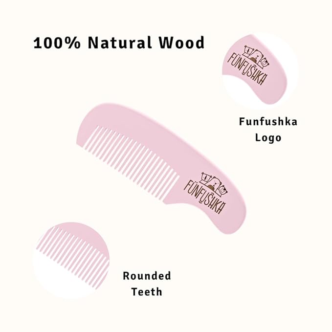 Baby Hair Brush Set for Newborns - Baby Brush and Comb Set - Ultra Soft Goat Hair Bristles, Perfect for Cradle Cap, Newborn Showers & Registries Gift, Comb Brush for Girls & Boys (Rosa)