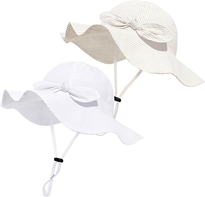Baby Girl Sun Hat with UPF 50+ Outdoor Adjustable Beach Hat with Wide Brim by DANMY