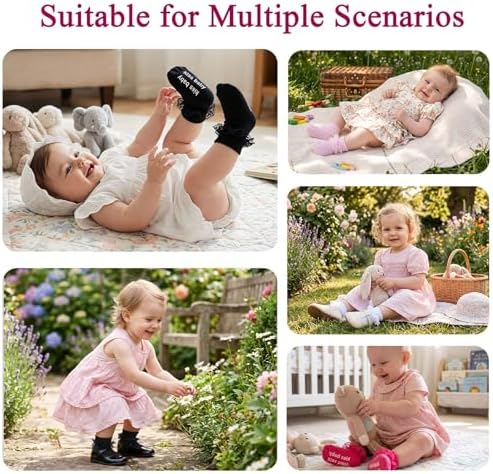 Baby Girl Ruffle Socks with Grips Lace Frilly Ankle Dress Socks - Image 5