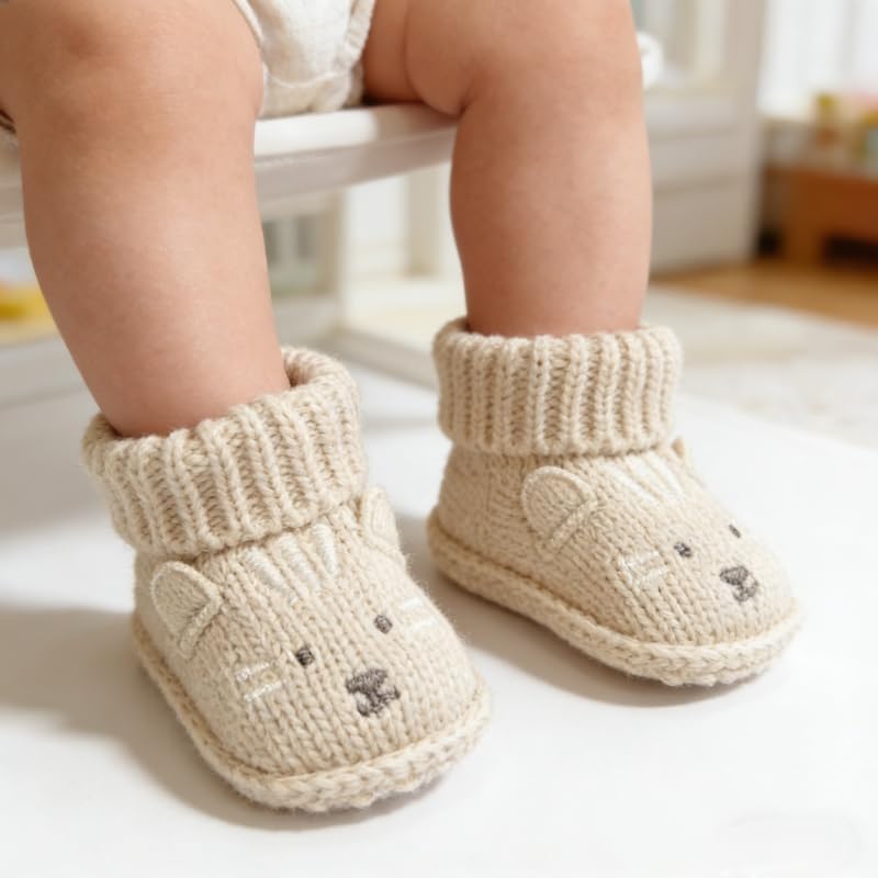 2 pairs Cute Knit Animal Baby Booties - Image 2