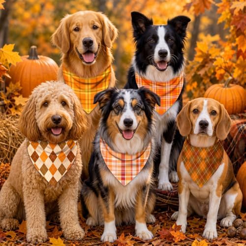 50 Pcs Fall Plaid Dog Bandanas Bulk Autumn Gingham Check Pattern - Image 6