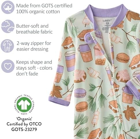 Butterblu Scout Sleep & Play 100% Organic Cotton Footed Zip Front PJs | GOTS - Image 5