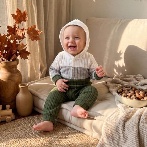Giraropa Newborn Baby Boy Clothes Rib Knit Romper Jumpsuit Solid Sweater - Image 3