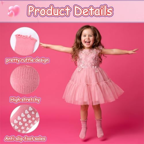 Toddler Socks Grip Ruffle Non Slip Kids Cotton 16 Pack Socks - Image 5