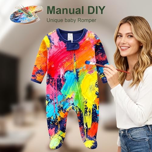 Hikido Baby Romper 100% Organic Cotton Pajamas One Piece Long Sleeve Zipper - Image 5
