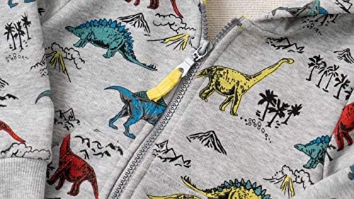 Baby Toddler Boys Dinosaur Hooded Zip Jacket Casual Outerwear Active Sweatshirt - Image 3