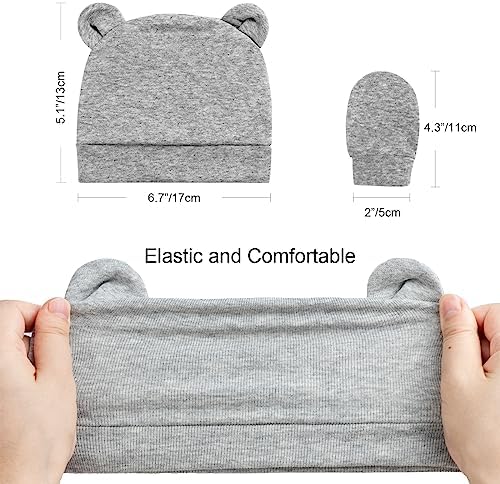 Newborn Baby Hats and Mittens Set Infant Bow Beanie Cap Toddler Gloves Newborn - Image 2