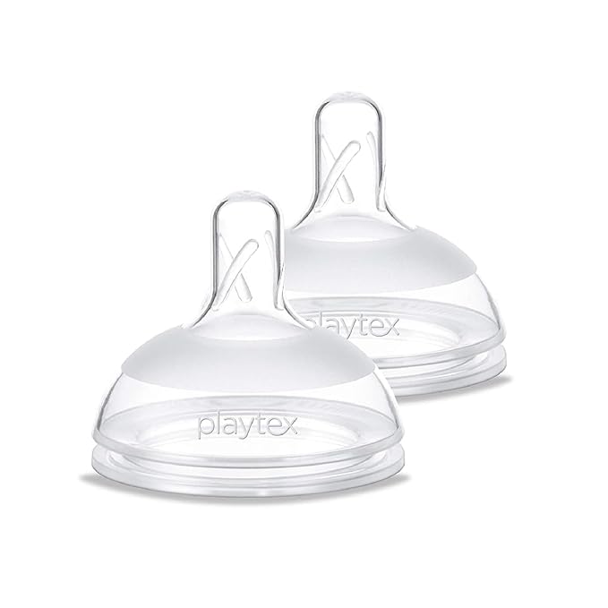Playtex Baby NATURALATCH Comfort Wide Neck Nipples for Babies 0+ Months, Slow Flow (2 Count), Feeding Essentials for Newborn and Breastfeeding Babies