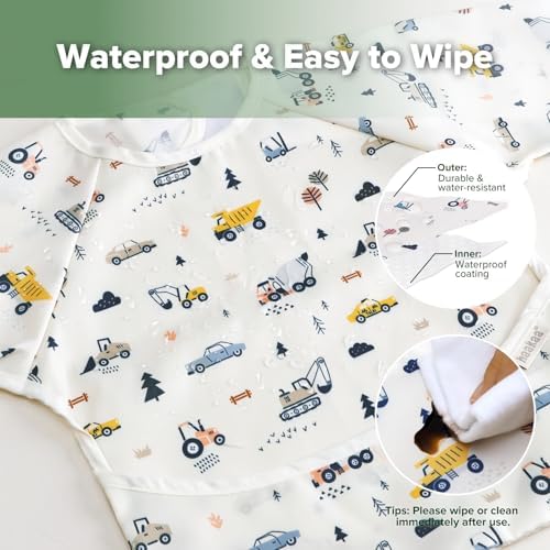 haakaa Long Sleeve Baby Bib, Waterproof & Adjustable Baby Smock Bib - Image 4