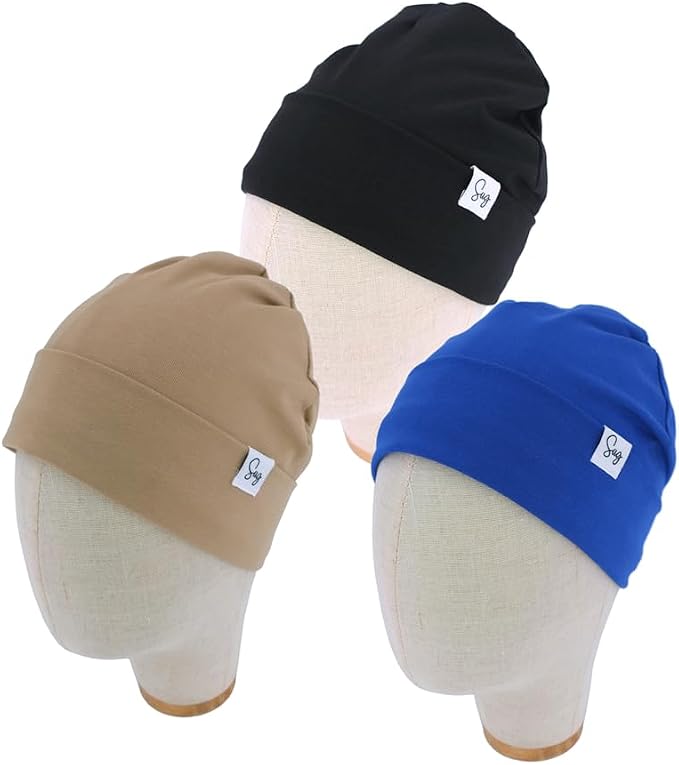 Jersey Beanie Hat for Newborn Baby Boys Girls Silky Satin Lined Hats Bonnet - Image 2