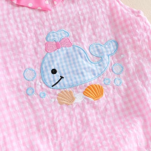 Newborn Baby Girl Summer Outfit Sleeveless Bubble Romper Gingham Bodysuit - Image 7