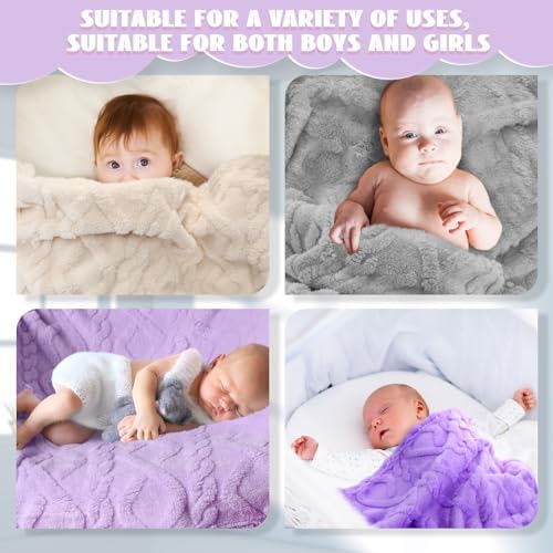 VitalCozy 4 Pcs Fleece Baby Blankets 3D Plush Soft Newborn, Warm Receiving - Image 6