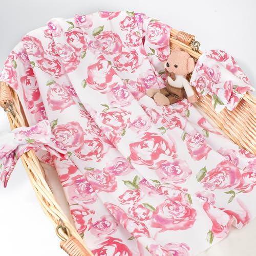 DRESHOW BQUBO Baby Girl Newborn Floral Receiving Blankets - Image 7