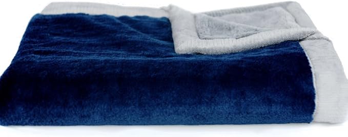Saranoni Plush Receiving Blanket Soft Baby Blanket Navy Gray 30x40 | Ultra-soft - Image 5