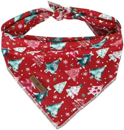 lionet paws Christmas Dog Bandana, Christmas Tree Fabric Dogs Kerchief by lionetpaws