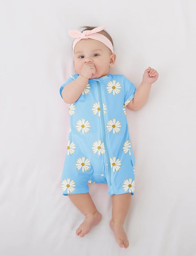 Jimonda Baby Rompers Cotton Boys Girls Short Sleeve Sleepers Pajamas Pjs | Two - Image 2