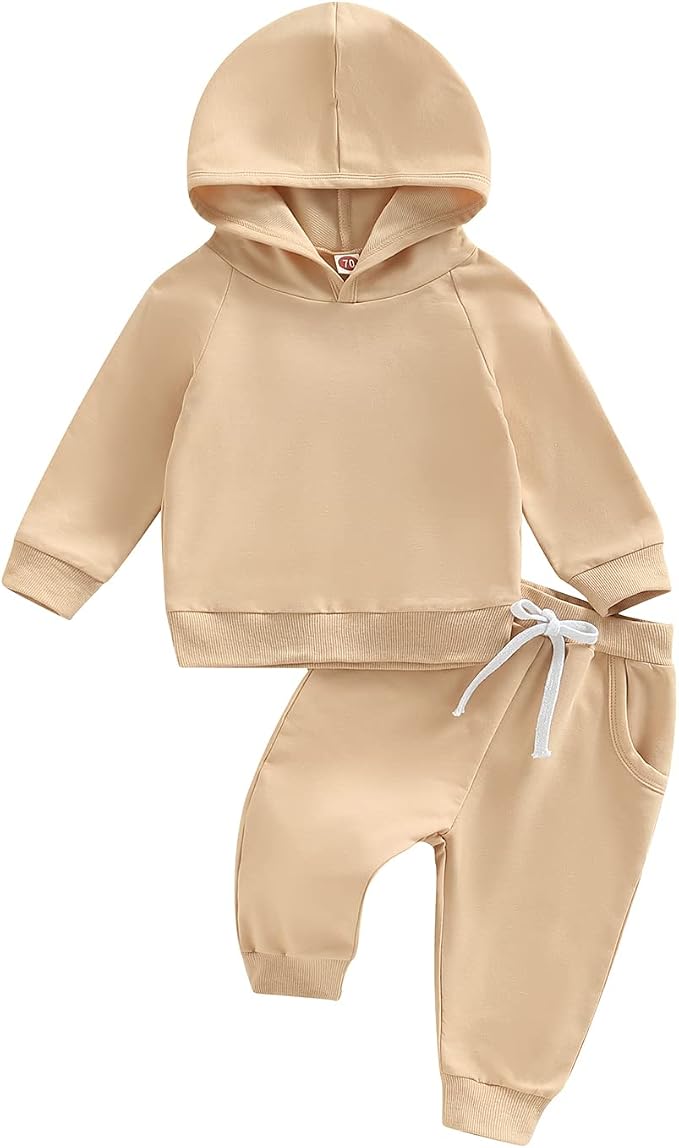 Thorn Tree Infant Baby Boys Pants Set Hooded Solid Sweatshirt Top Pocket by ThornTree