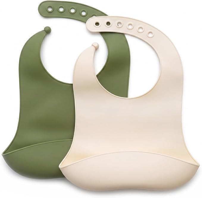 Silicone Baby Bibs 2-Pack – Waterproof Adjustable Baby Bibs by Unknown