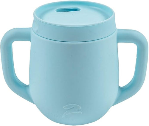 3-in-1 Silicone Training Cup with Straw & Lid - Baby Led Weaning Transition Sippy Cups for 6+ Month Old - Spill Proof Training Cup for Baby - BPA-Free Transition Sippy Cups (Sky Blue)
