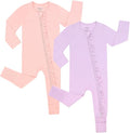 JunNeng Baby Girl Viscose from Bamboo Sleeper with Mitten Cuffs, 2 Way Zipper Romper, Sleep N' Play Pajamas 0-18 Months