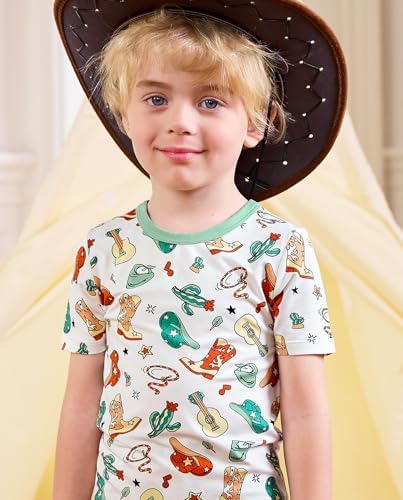 babee Reshinee Bamboo Viscose Toddler Boys Pajamas Set, Short Sleeve Kids - Image 2