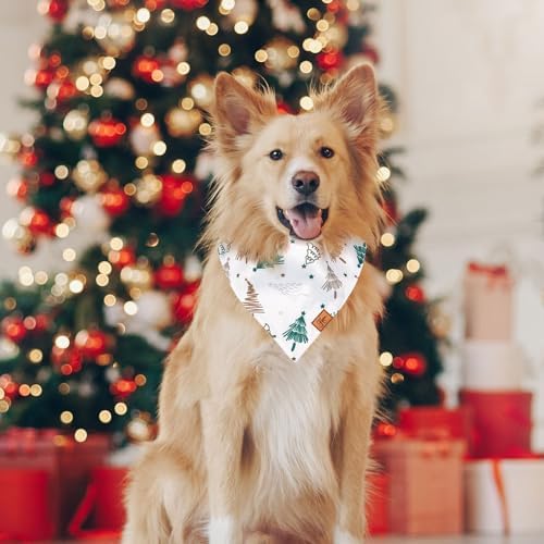 JarThenaAMCS 2Pcs Christmas Dog Bandana Green White Xmas Tree Fabric Pet Scarf - Image 6