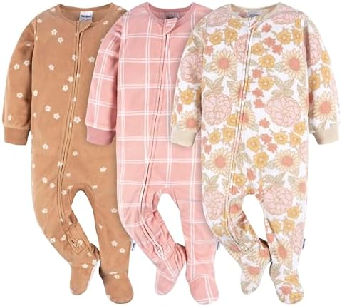 Gerber Baby Girls' Toddler Fleece Footed Pajamas 3-pack by Gerber