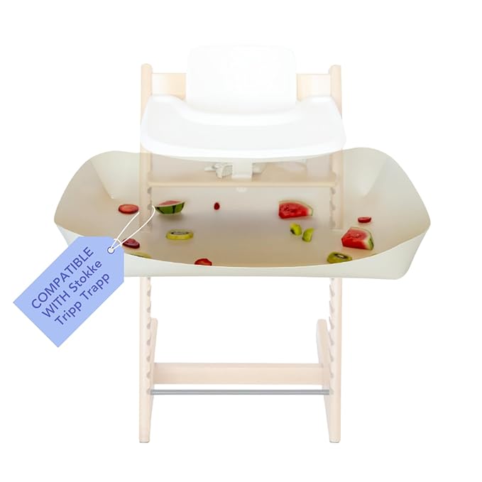 CATCHY -Food Catcher-Compatible with Stokke Tripp Trapp High Chair +11 Other High Chairs-Highchair Sold Separately-Baby & Toddler Food & Mess Catcher-Premium Linen Inspired -Under High Chair Accessory