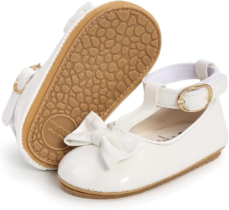COSANKIM Baby Girls Mary Jane Flats Shoes Anti-Slip Rubber Sole Infant Toddler Princess Wedding Dress Shoes